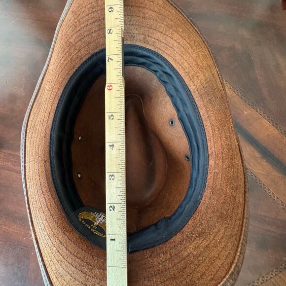 Henschel Hat Company USA HH Brown Leather Western Cowboy Hat Size Large - Picture 6 of 9